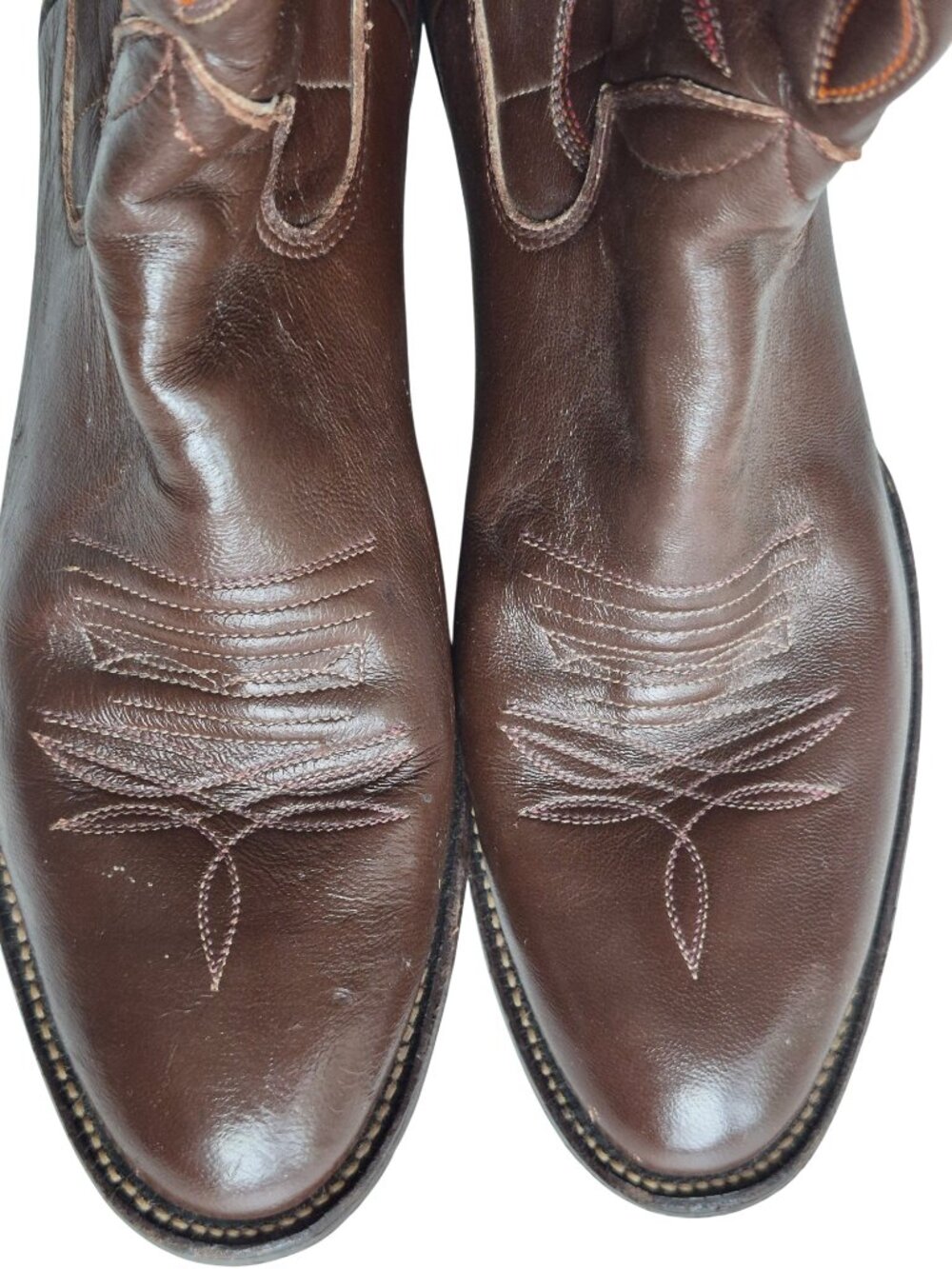 Sanders 16" Tall Western Cowboy Boots Decorative Stitching Handcrafted Men's 9 B - Picture 14 of 16